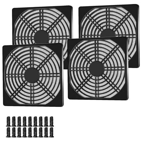 4 Stück PC Gehäuselüfter Staubfilter mit Schrauben, 120mm × 120mm PC Gehäuse Lüfter Staubfilter Mesh Netzabdeckung, Computer Staubdichter Lüfterschutz Staubfilter Abdeckung