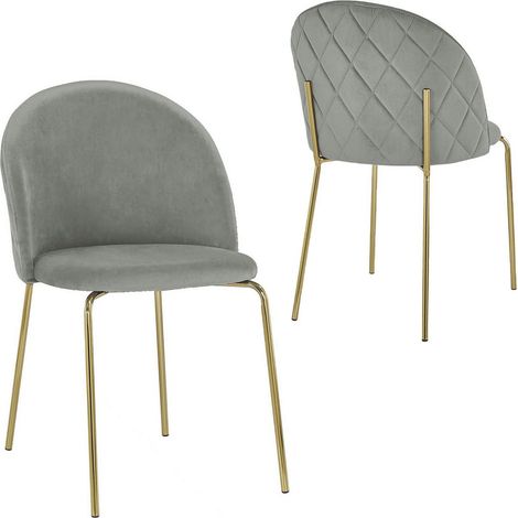 Lot de 2 chaises design en velours gris KENNETH (1/5)