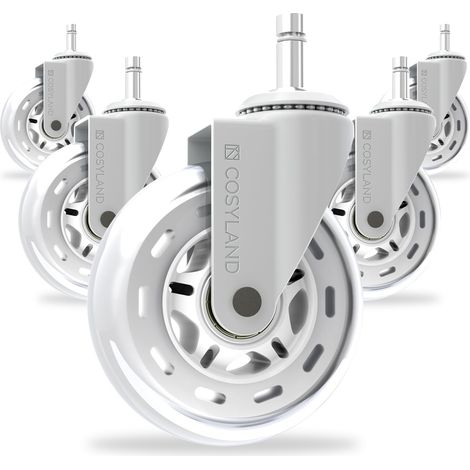 5PCS Roulette Chaise Bureau 10x22mm - Roulettes Silencieuses, Capacité 300 kg - Pour Chaises - 360° Glisse Fluide, Installation Facile, Roues Blanches (1/5)