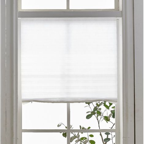 Pare-soleil occultant, rideau plissé simple autocollant sans perforation, 60 cm x 180 cm (blanc semi-occultant) (1/5)