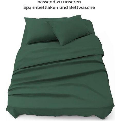 Drap Plat - 180x275 cm - Pour Lit 120x190 cm ou 120x200 cm - Microfibre - Vert Foncé - 1 Pièce (1/5)