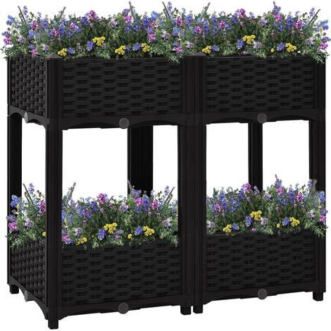 Jardinière, Pot de Fleurs d'extérieur, Lit surélevé 80x40x71 cm Polypropylène OIB2522E (1/5)