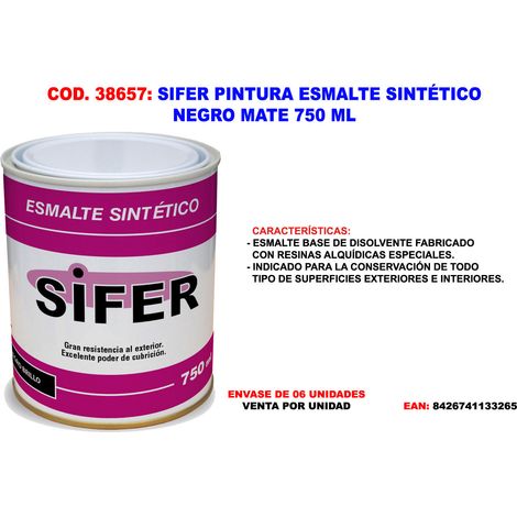 SIFER sifer pintura esmalte sintetico negro mate 750 ml , sifer pintura esmalte sintetico negro mate 750 ml