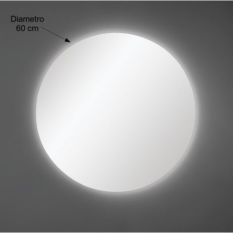 Espejo de pared redondo diámetro 60 cm grosor 4 mm con iluminación LED (1/2)