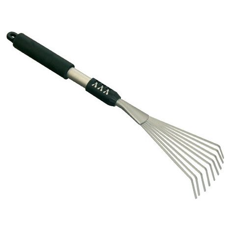 Escoba de césped de 9 dientes, 50 cm – con enganche de pinza – Brixo Platino para jardín
