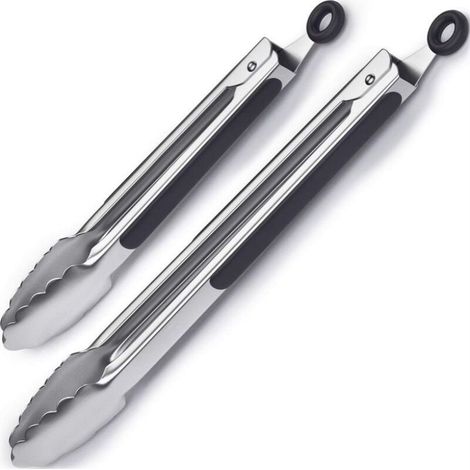 Pince Barbecue Pince Cuisine en Acier Inoxydable et Silicone Résistant à la Chaleur Set de 2 (1/5)