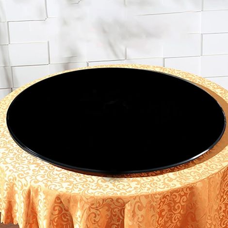 Protection de plateau de table ronde en verre trempé noir, avec bord p (1/5)