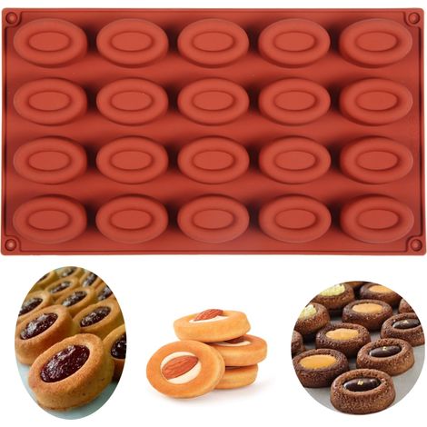 20 Trous Moule Biscuits Silicone Antiadhésif Petits Gâteaux Moules à Pâtisserie Résistants Chaleur Moule Silicone Bricolage Cuisson Muffins Beignets Gelée Pouding Chocolat (A) (1/5)