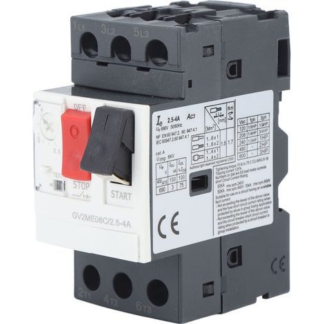 Disjoncteur de moteur, interrupteur de démarrage de protection contre les surcharges et les courts-circuits AC690V GV2 ME08C 2,5-4A (1/5)
