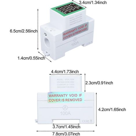 PZEM-008 DIN-Schienen-Stromzähler, digital, Watt, kWh, Wattmeter, Amperemeter, Voltmeter
