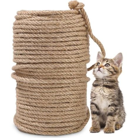 Corde à griffer - Generic - 50m x 6mm - Sisal naturel - Pour chats - Montage facile (1/4)