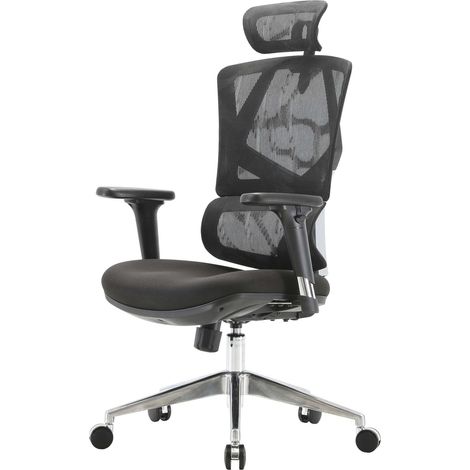 Poltrona sedia ufficio girevole ergonomica HHG-924 regolabile tessuto schienale traspirante nero
