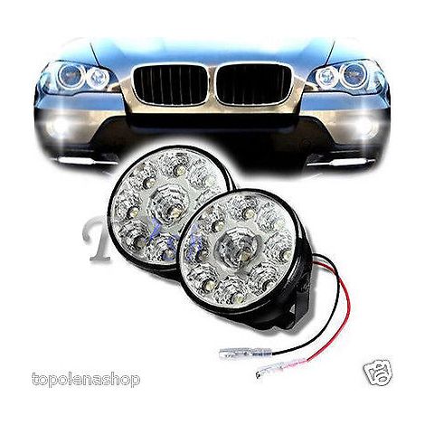 COPPIA FARO FENDINEBBIA FARETTO 9 LED SMD AUTO SUV FARI FARETTI LUCI DIURNE