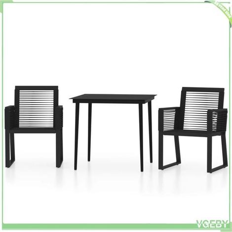 Ensemble à manger de jardin - FAFEICY - 3099155 - Noir - 3 pcs (1 table, 2 chaises) - Acier enduit de poudre (1/5)