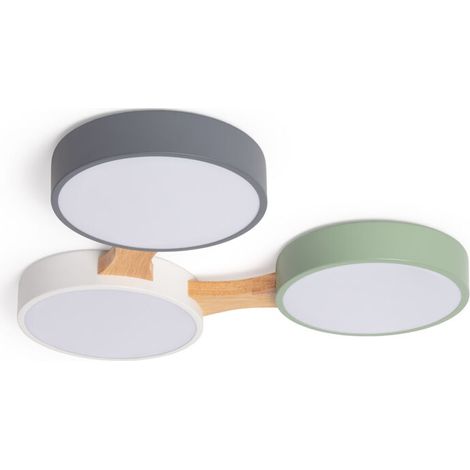 – Plafonnier LED bois et métal CCT sélectionnable 30W – Design scandinave – Température de couleur ajustable – Protection IP20 (1/5)