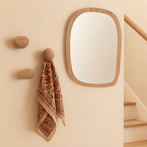 Set de 3 patères galet en bois