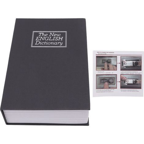 Livre coffre-fort innovant moyen dictionnaire détournement avec serrure codée pour stocker de l'argent bijoux cartes Documents noir