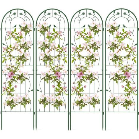 Lot de 4 Treillis Métalliques Décoratifs, Support Vertical pour Plantes Grimpantes, Revêtement Poudre Antirouille, Système d’Assemblage Modulable, Décoration Jardin Terrasse (1/5)