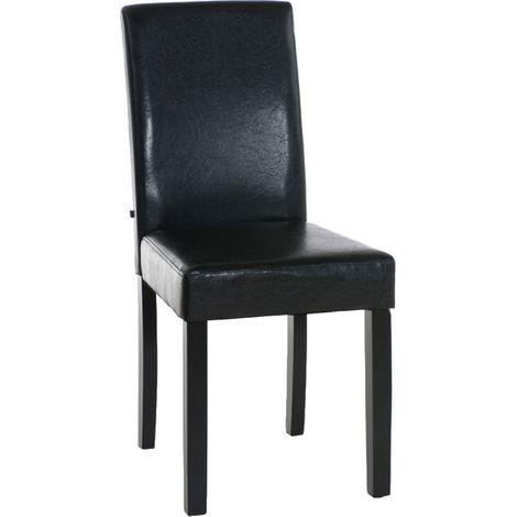 Sedia per sala da pranzo x1 design moderno in PVC marrone e gambe in legno nero 100002026