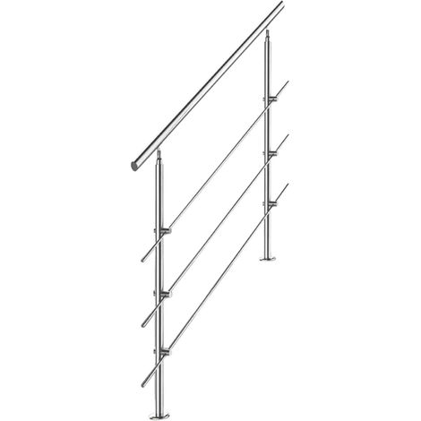 SWANEW Ringhiera in acciaio inox per scale esterne set Giardino Balcone Balaustra (80 cm, 3 traverse)