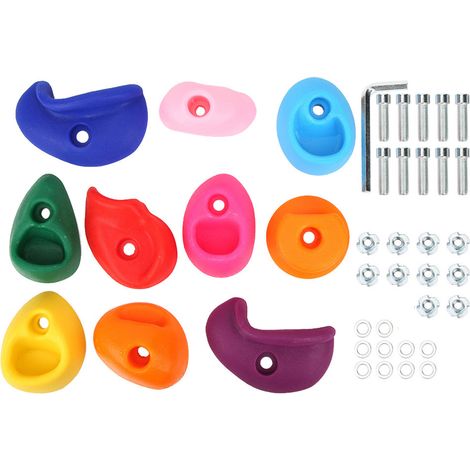 10 prises d'escalade multicolores pour grande paroi rocheuse extérieure (S) (1/5)