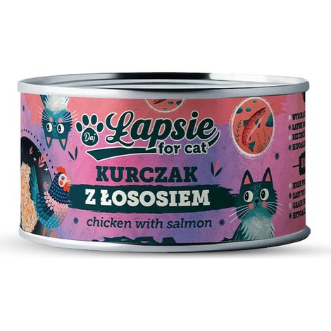 Łapsie, pâtée pour chat adulte, poulet et saumon, 80 g (1/2)