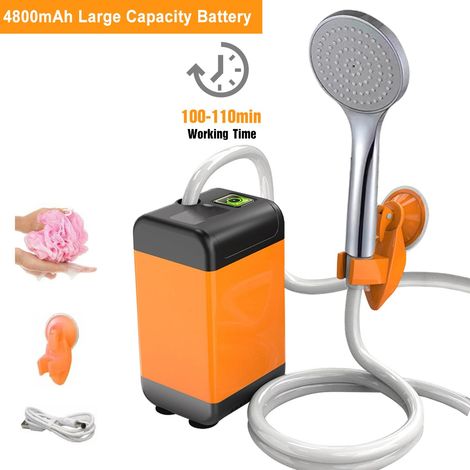 Douche électrique extérieure, pompe de douche Portable, Rechargeable par USB, pomme de douche à arroseur étanche pour Camping voyage arrosage des animaux de compagnie, 4800mAh Type A