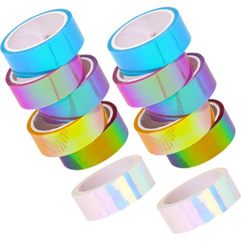 Lot de 18 rubans adhésifs Washi Tape dégradés arc-en-ciel, imperméables et autocollants, pour la décoration de journaux, loisirs créatifs et décoration intérieure. (1/5)