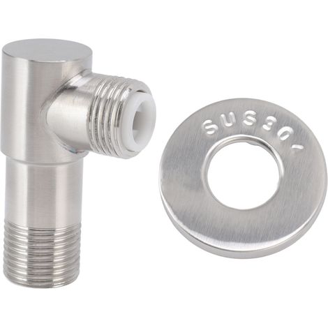 Robinet D Arrêt Angle Acier Inoxydable 304 G1/2 1 Entrée 2 Sorties Pour Toilette Salle De Bain Lot De 1 (1/5)