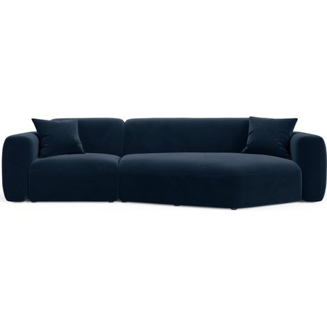 Canapé d'angle droit modulable 3 places en velours bleu roi (1/4)
