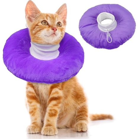 Collier de convalescence souple pour chat réglable protection de cou chirurgicale pour chatons pour arrêter de lécher violet