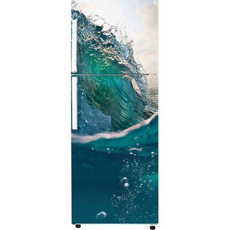 Stickers Frigo - Vague - 65x150 cm - Idéal pour frigo 55x150 cm - Adhésif BRILLANT (1/2)