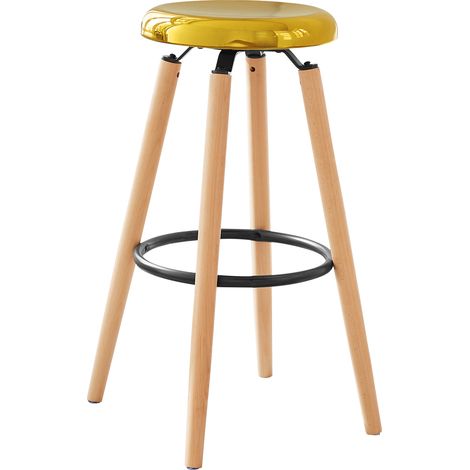 SoBuy Kitchen Breakfast Barstool Bar Stool with Metal Seat & Beech Wood Legs,FST89-G (1/5)