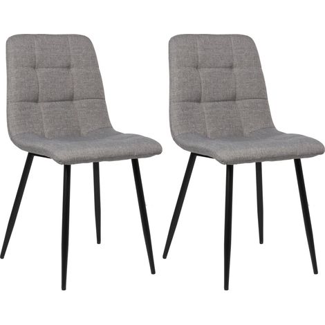 Lot de 2 chaises de salle à manger en tissu gris pieds métal noir mat style moderne CDS101105 (1/5)
