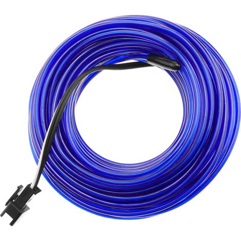 BeMatik - Bleu fil électroluminescent Batterie 5m bobine de 2.3mm noir (1/5)