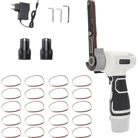 Levigatrice a nastro senza fili da 12 V, 10.000 giri/min, mini levigatrice a nastro con 20 nastri abrasivi e 2 batterie da 2.000 mAh, per legno, metallo e plastica.