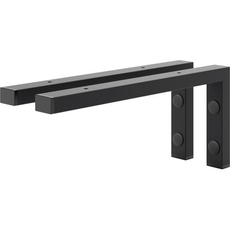 Holzbrink 2x Wandkonsole Schwarz für Waschtisch, 350x150 mm Modell L