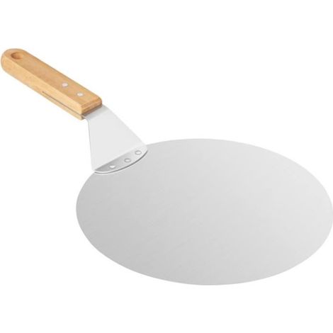Pelle à Pizza,Palette à Pizza Ronde avec Poignée en Bois et Plateau Métallique en Acier Inoxydable pour les Pizzas Faites Maison (1/4)