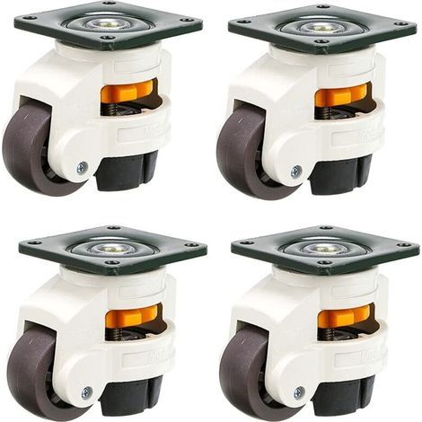 4Pcs Roulettes pour meubles, roue pivotante, roulettes de nivellement rétractable 60F, en alliage nylon et en aluminium, capacité de chargement 250 kg par roulette (1/5)