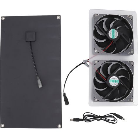 100-W-Solarventilator-Set mit zwei Lüftern, IP67 wasserdicht, geräuschlos, für Tierzwinger oder Tierunterkünfte. (1/5)