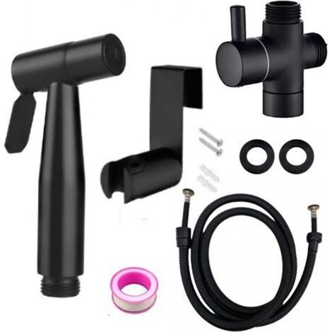 Pulverisateur De Bidet Portable Noir, Robinet De Toilette, En Acier Inoxydable, Salle De Bain Froide, Valve, Ensemble De Jet