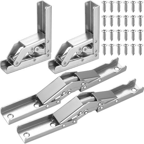 4 Pcs Charnières de Porte, Charnières étagère Pliables à 90 Degrés/180 Degrés, Charnières pour étagères Table Console Pliable, Charnières de Porte de Placard pour Table et Meubles (1/5)