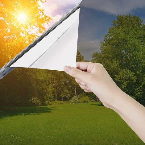 Film de protection solaire autocollant,Protection contre la chaleur,Film miroir,Pour l'intérieur,Transparent,Pour l'extérieur,Opaque,Anti-UV,Pour le bureau et la maison,Argent,60x500 cm (1/5)