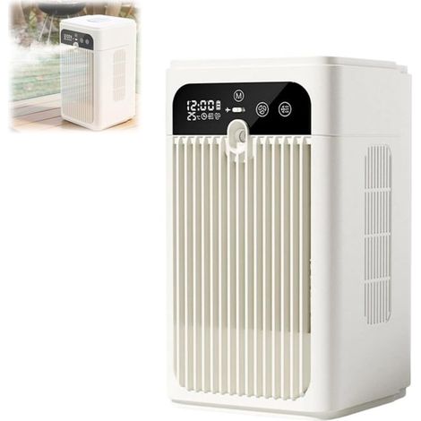 Climatiseur portable avec fonction brumisateur - équipé d'un réservoir d'eau de 500 ml - refroidisseur évaporatif 3 en 1 - mini climatiseur rechargeable (1/5)