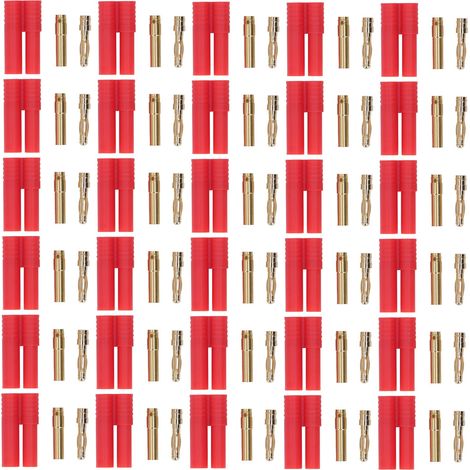 Lot de 30 fiches bananes 4mm en laiton ABS, résistantes à la corrosion, contact stable, pour batterie RC et câblage. (1/5)