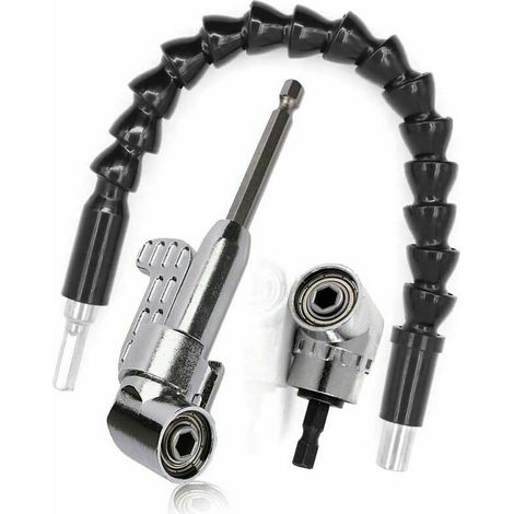 Kit de broca de ángulo recto y extensión de ángulo flexible , punta de destornillador de ángulo recto de 105 grados, vástago hexagonal de 1/4 para taladro (1/5)