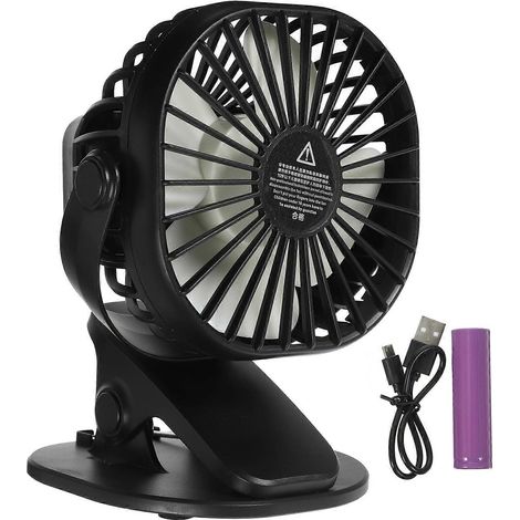 Ventilateur de bureau portable rechargeable par USB avec pince, ventilateur électrique réglable pour la maison, le bureau ou la voiture (noir)-Black (1/3)