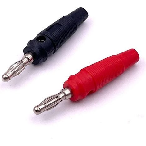 4 pièces de bouchons de bananier 4 mm 2 noirs 2 rouges, adaptateur de fiche de banane pour le câble de câble d'enceintes multimètres (1/5)