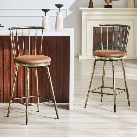 Tabouret de bar moderne en métal de style Windsor avec assise rembourrée, idéal pour les îlots de cuisine, les bars et les restaurants tabouret de bar de style industriel à hauteur de bar style vint (1/4)