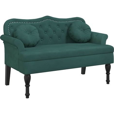 Banc avec coussins Vert foncé 120,5x65x75 cm Velours CFW916943 (1/5)